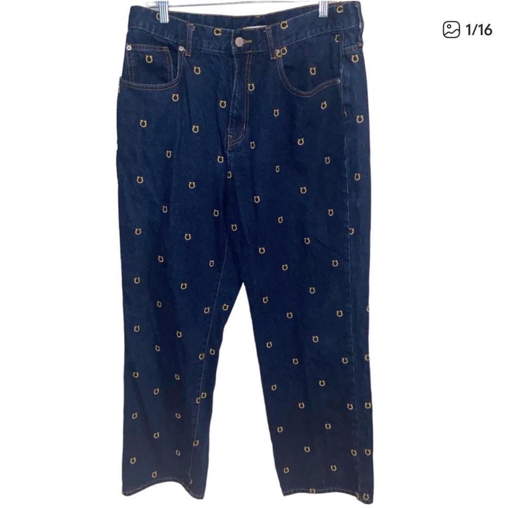 BDG Cowboy Jeans Womens Sz 33 Embroidered Horseshoe Cowgirl Rodeo Western Horse